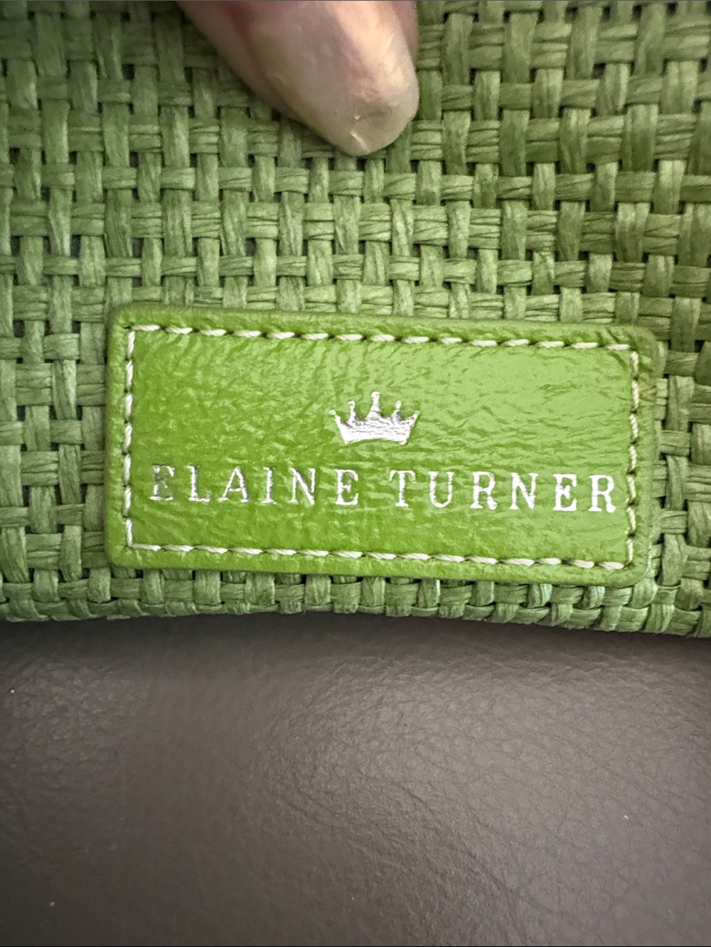Elaine Turner Lime Green Woven Shoulder Tote with Wristlet - Picture 2 of 16